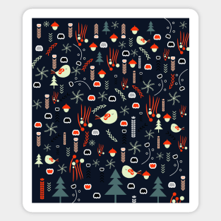 Christmas pattern with cute birds Sticker